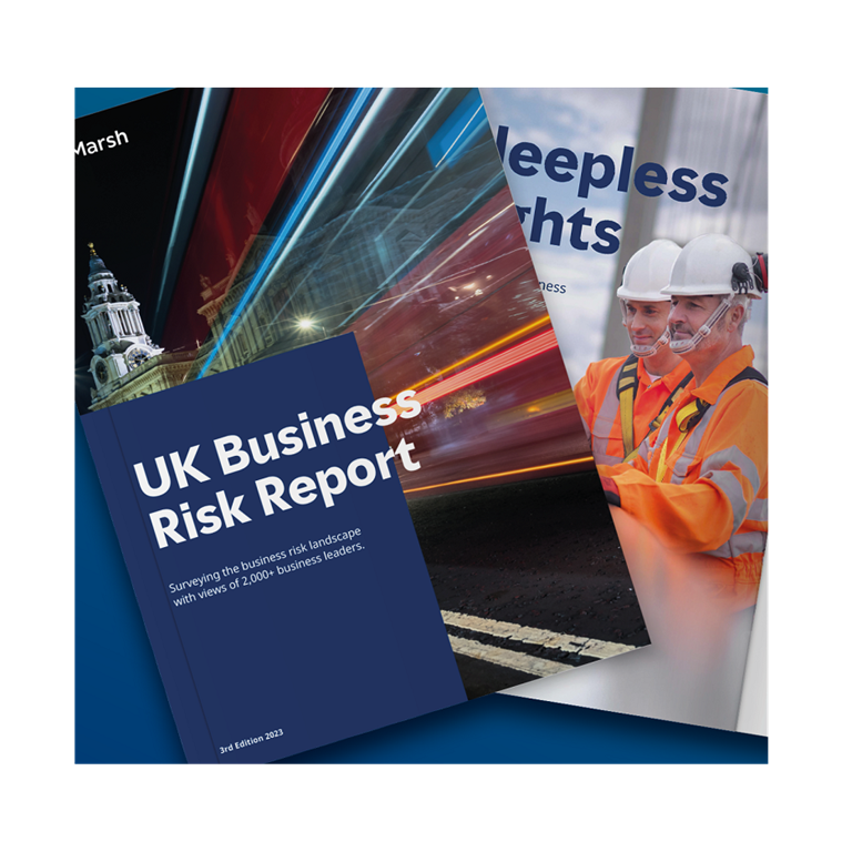 Report cover with blue block and title cover a city image with blurred streaking colourful lines, and insert poking out with construction workers in orange hi vis